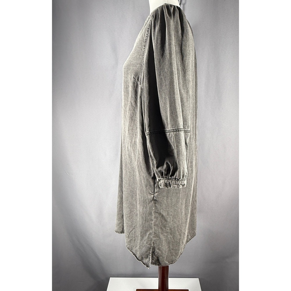 Entro Women's Gray Chambray Tunic‎ Dress Size M Western Chic Prairie Country - Picture 8 of 15